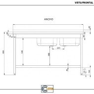 Fregadero Industrial 2 Senos 1400x700mm Cleiton | Equipamiento Hostelería