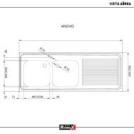 Fregadero 2 Senos 1600x600x850mm Romux | Equipamiento Industrial