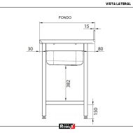 Fregadero 1 Seno 1200x700mm Romux | Equipamiento Industrial