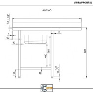 Fregadero 1 Seno 1200x700mm Cleiton | Equipamiento Industrial