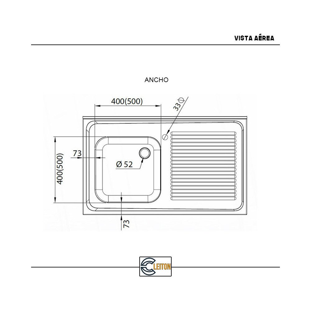 Fregadero 1 Seno 1200x700mm Cleiton | Equipamiento Industrial