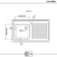 Fregadero 1 Seno 1200x700mm Cleiton | Equipamiento Industrial