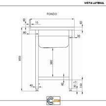 Fregadero 1 Seno 1200x700mm Cleiton | Equipamiento Industrial