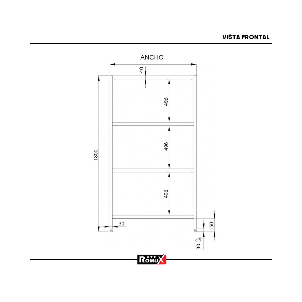 Estantería de Pie 4 Estantes 1200x500mm | Equipamiento Industrial