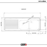 Fregadero 2 Senos 1800x700mm Romux | Equipamiento Industrial