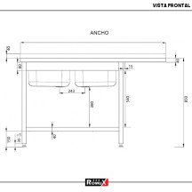 Fregadero 2 Senos Desmontable 1600x700mm | Gastroten