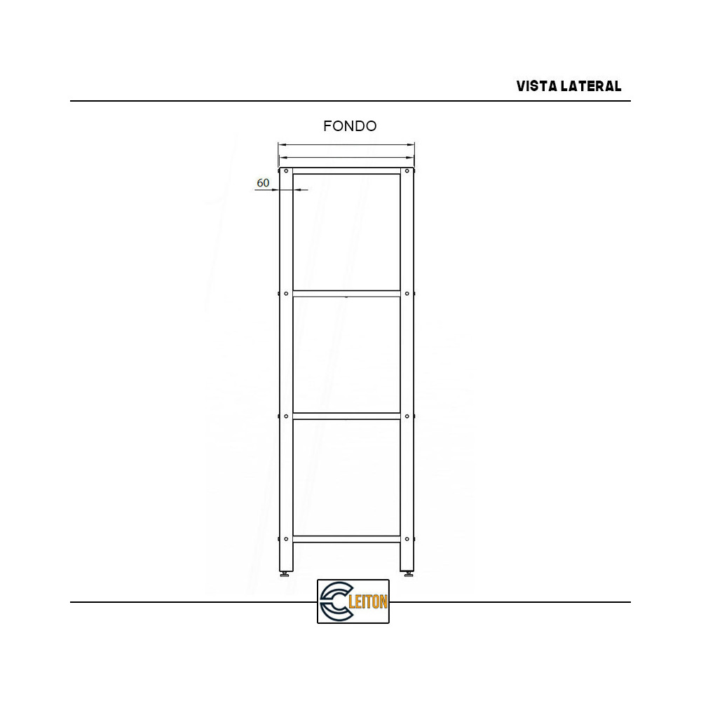 Estantería 4 Estantes Liso 1000x500x1800mm | Gastroten