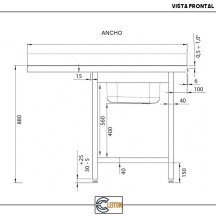 Fregadero 1 Seno 1400x700mm Cleiton | Equipamiento Industrial