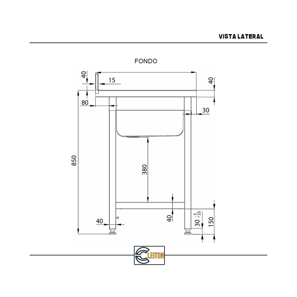 Fregadero 1 Seno 1400x700mm Cleiton | Equipamiento Industrial