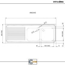 Fregadero 2 Senos 1800x700x900mm Cleiton | Equipamiento Industrial