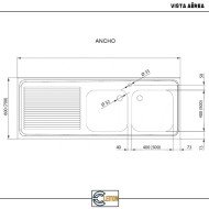Fregadero 2 Senos 1800x700x900mm Cleiton | Equipamiento Industrial