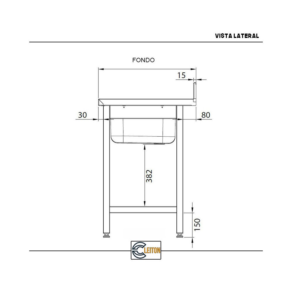 Fregadero 2 Senos 1800x700 mm Cleiton | Lavado Industrial