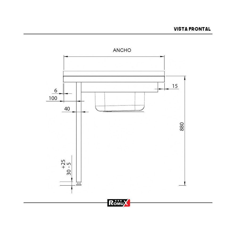 Mesa de Entrada Derecha Desmontable 800x750x880 mm | Gastroten