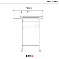Mesa de Entrada Derecha Desmontable 800x750x880 mm | Gastroten