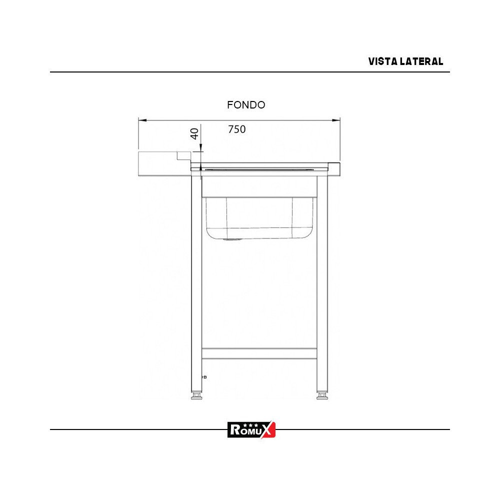 Mesa Entrada Derecha 1000x750mm Romux | Equipamiento Industrial