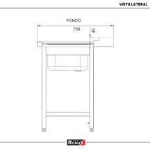 Mesa de Entrada Izquierda 800x750x880mm Romux | Equipamiento Industrial