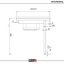 Mesa de Entrada Izquierda 1000x750mm Romux | Equipamiento Industrial