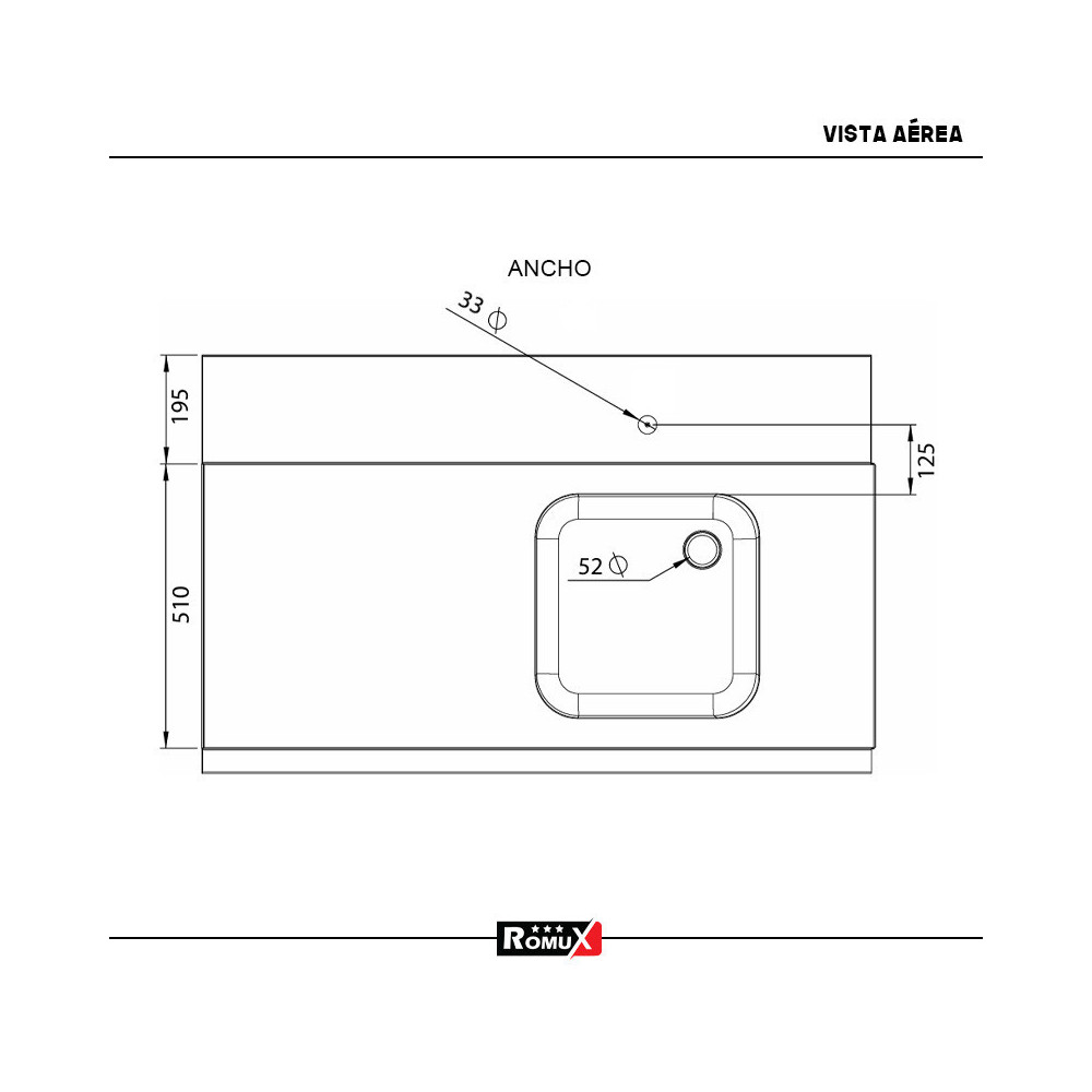 Mesa de Entrada Izquierda 1000x750mm Romux | Equipamiento Industrial