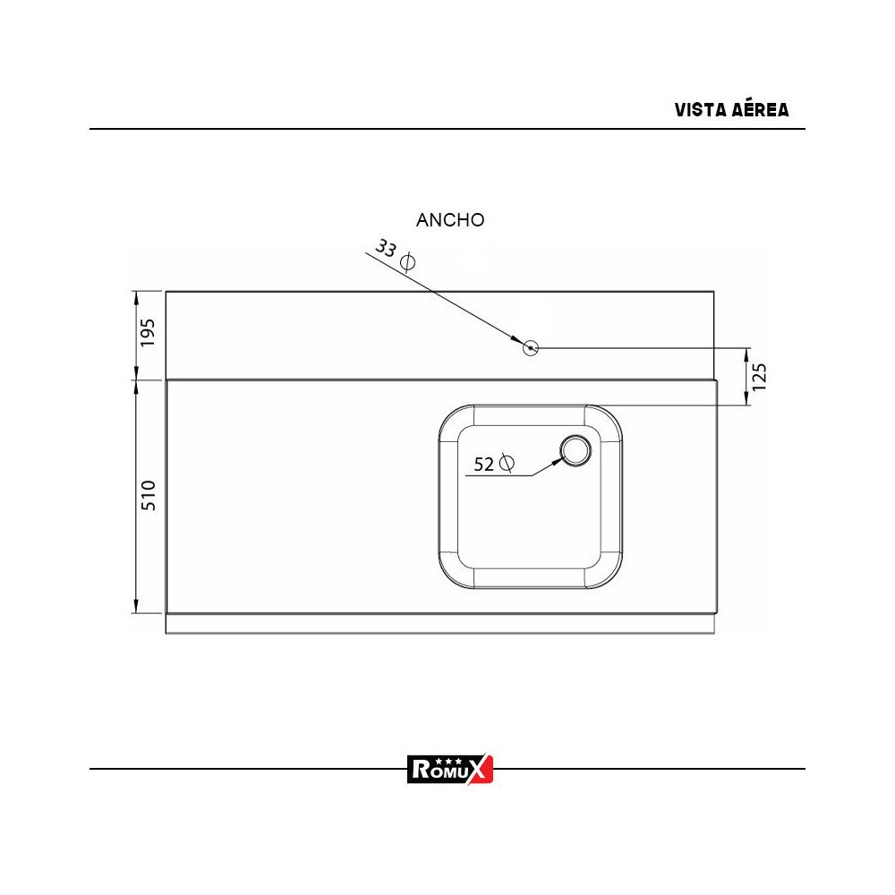 Mesa de Entrada Izquierda 1000x750mm Romux | Equipamiento Industrial