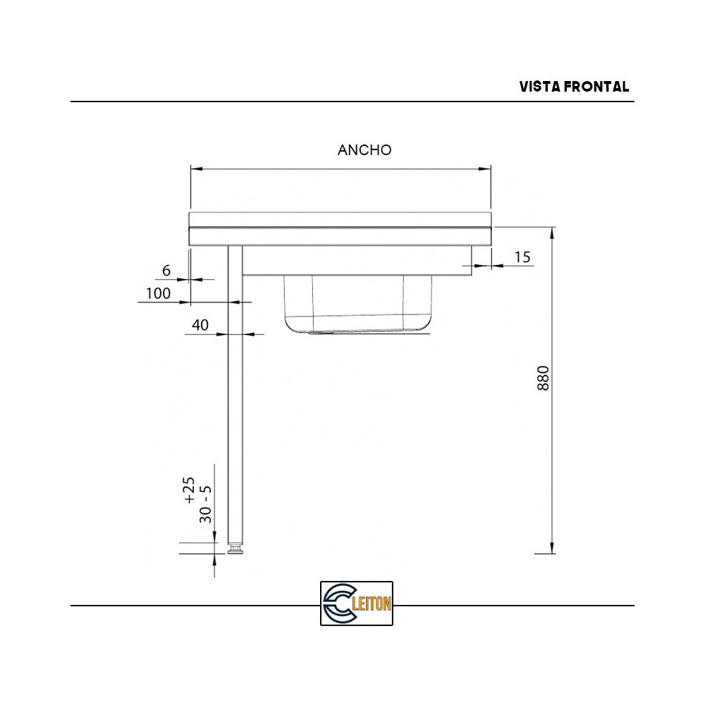 Mesa de Entrada Derecha 800x750x880 mm Cleiton | Equipamiento Industrial