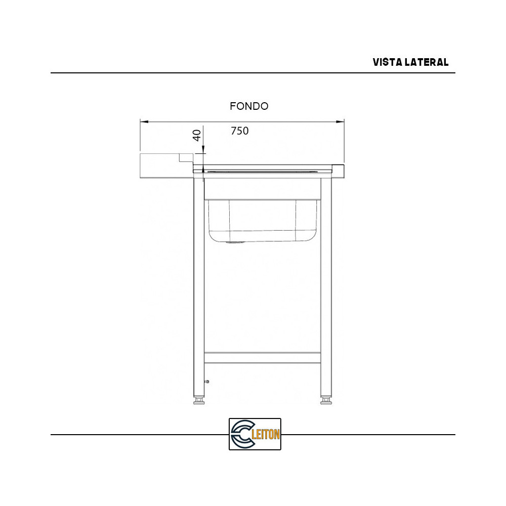 Mesa de Entrada Derecha 800x750x880 mm Cleiton | Equipamiento Industrial