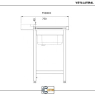 Mesa de Entrada Derecha 800x750x880 mm Cleiton | Equipamiento Industrial