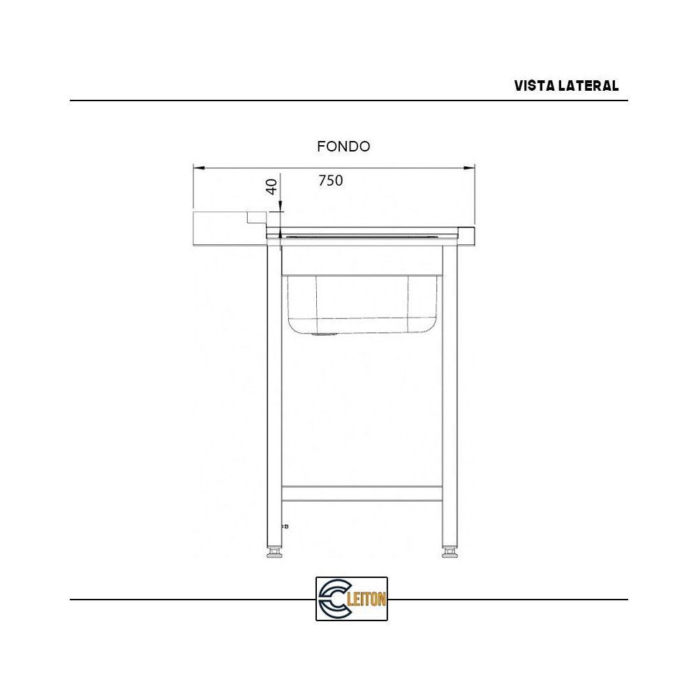 Mesa de Entrada Derecha Desmontable 1000x750 mm | Gastroten