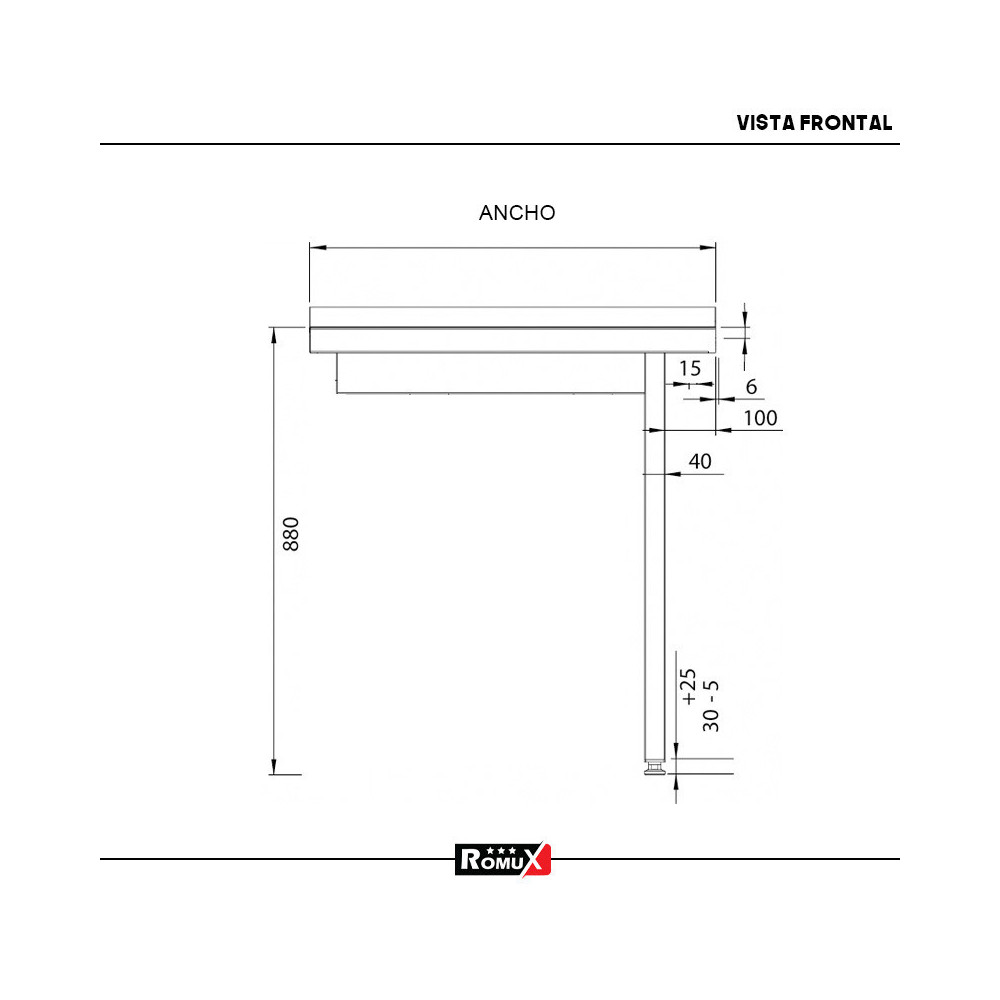 Mesa de Salida Derecha 800x750x880 mm Romux | Equipamiento Industrial