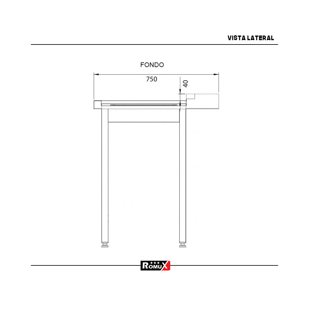 Mesa de Salida Derecha 800x750x880 mm Romux | Equipamiento Industrial