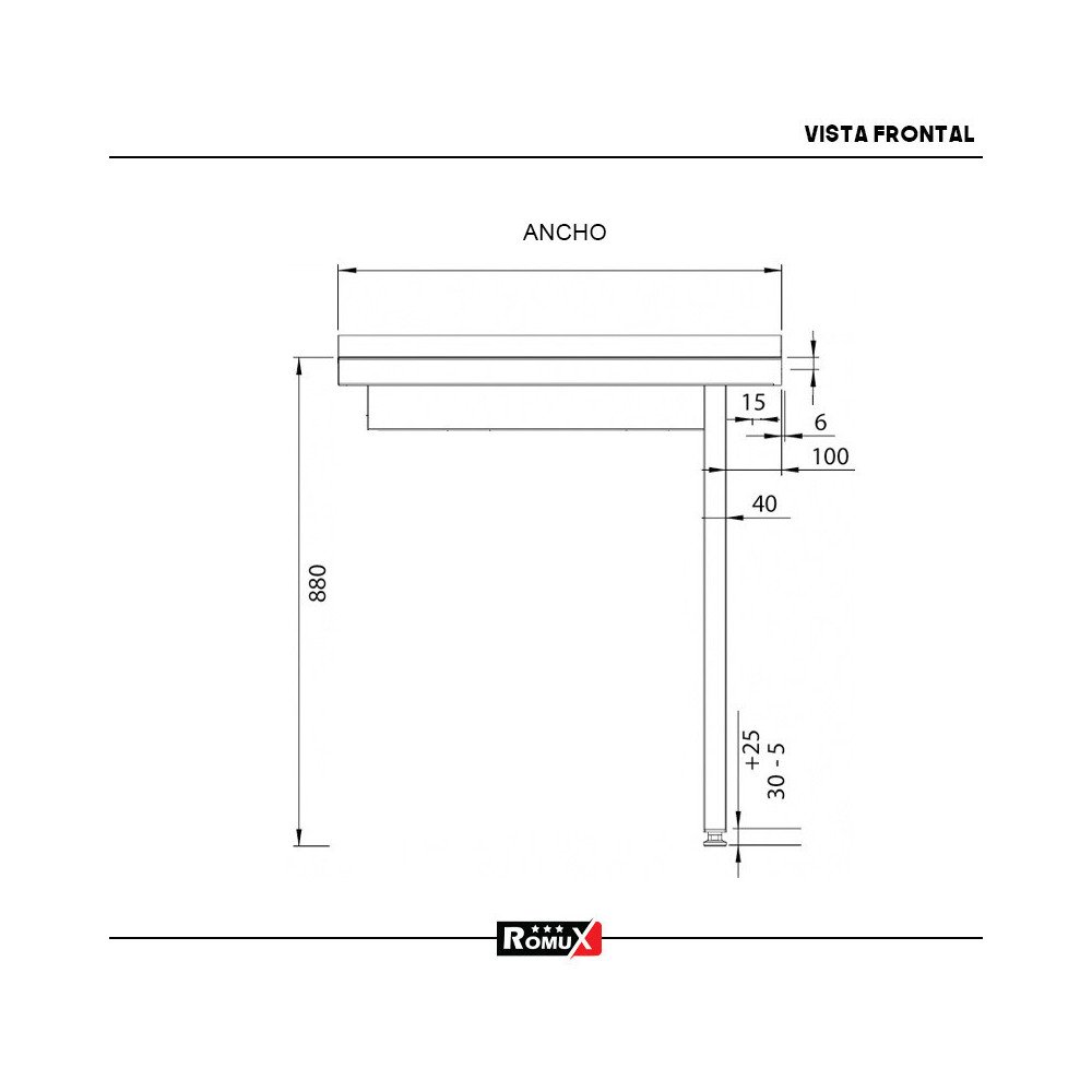 Mesa de Salida Derecha 1000x750x880mm Desmontable | Romux