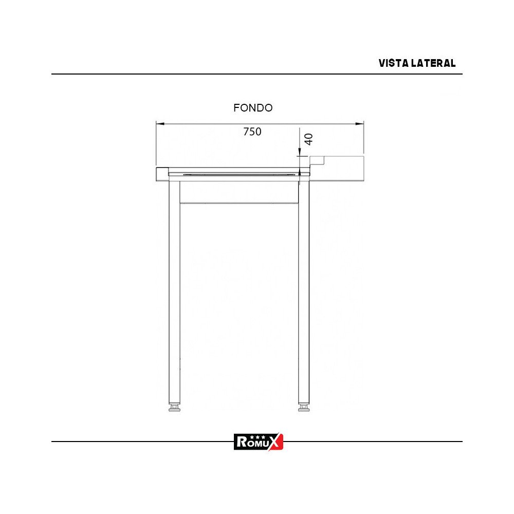 Mesa de Salida Derecha 1000x750x880mm Desmontable | Romux
