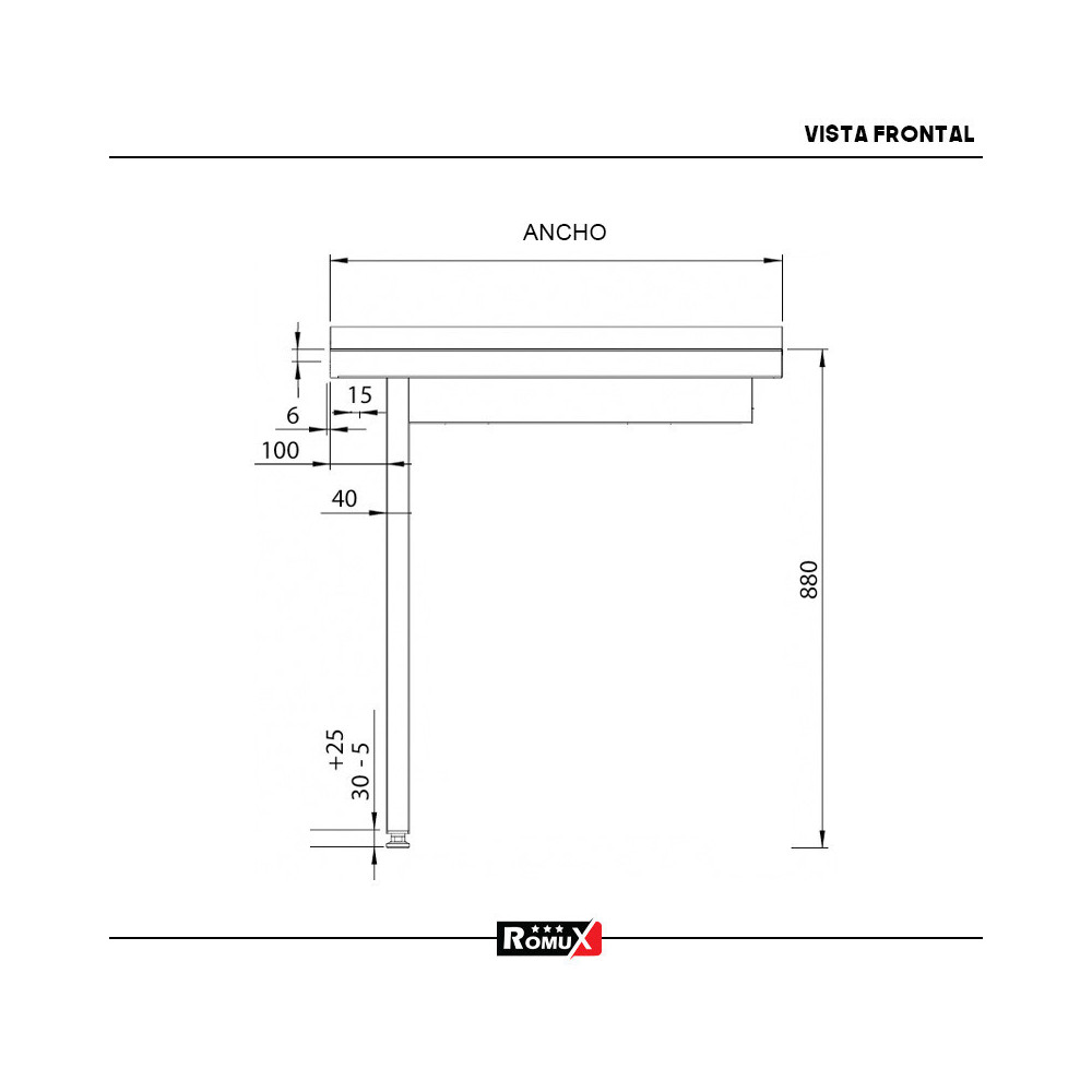 Mesa de Salida Izquierda 1200x750 mm Romux | Equipamiento Industrial