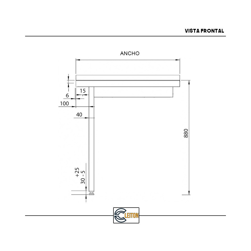 Mesa de Salida Izquierda 1200x750 mm Desmontable | Gastroten