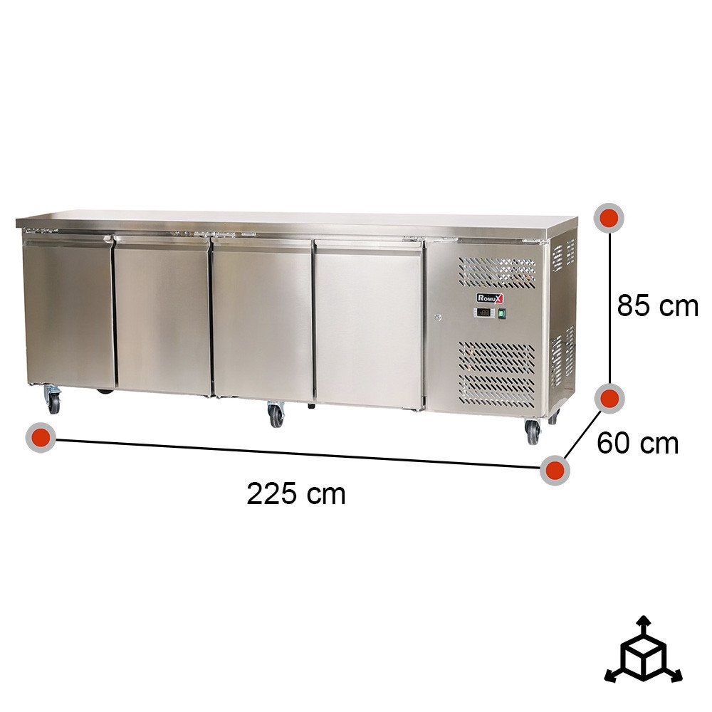 Bajo Mostrador Refrigerado 4 Puertas 225x60 Ventilado ROMUX