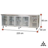 Bajo Mostrador Refrigerado 4 Puertas Cristal 225x60 Ventilado ROMUX