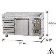 Mesa Pizzera Refrigerada 150cm 1 Puerta 7 Cajones | Romux