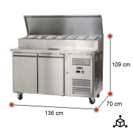 Mesa Ensaladera Refrigerada 136cm 2 Puertas | Gastroten