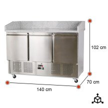 Mesa Pizzera 140 cm 3 puertas ROMUX | Encimera de Granito
