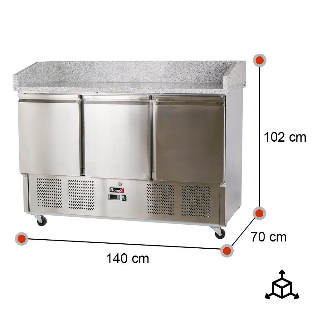 Mesa Pizzera 140 cm 3 puertas ROMUX | Encimera de Granito