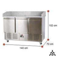 Mesa Pizzera 140 cm 3 puertas ROMUX | Encimera de Granito
