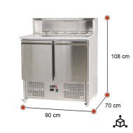 Mesa preparación fría 90 cm 2 puertas encimera mármol cúpula acero ROMUX