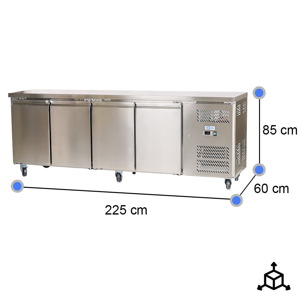 Bajo Mostrador Refrigerado 4 Puertas 225x60 Ventilado CLEITON