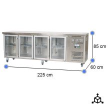 Bajo Mostrador Refrigerado 4 Puertas Cristal 225x60 Ventilado CLEITON