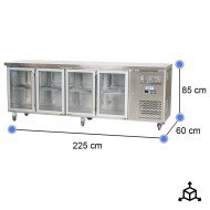 Bajo Mostrador Refrigerado 4 Puertas Cristal 225x60 Ventilado CLEITON