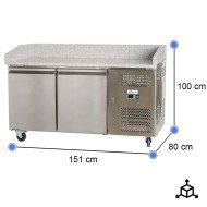 Mesa Pizzera Refrigerada 150 cm 2 Puertas Cleiton | Equipamiento Hostelería
