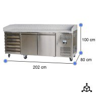 Mesa Pizzera Refrigerada 200cm 2 Puertas | Gastroten