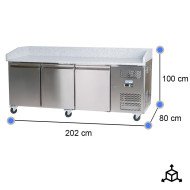 Mesa Pizzera Refrigerada 200 cm 3 Puertas | Gastroten