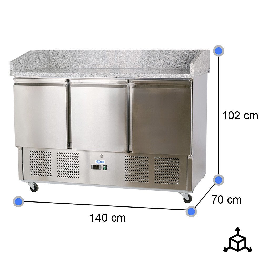 Mesa Pizzera Refrigerada 140 cm CLEITON | 3 Puertas Granito
