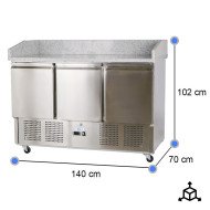 Mesa Pizzera Refrigerada 140 cm CLEITON | 3 Puertas Granito