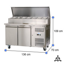 Mesa Ensaladera Refrigerada 136 cm 2 Puertas | Gastroten